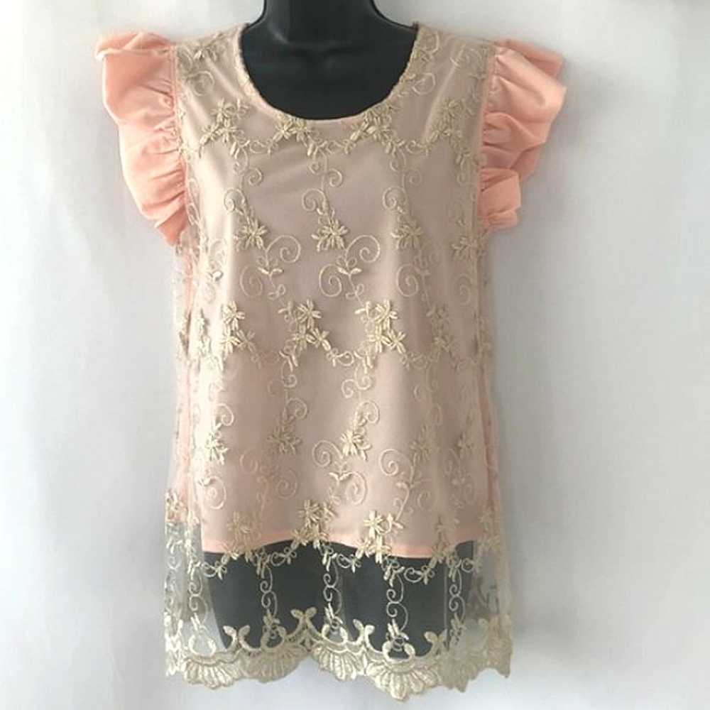 Cinderella Pink Blouse With Ruffle Sleeves